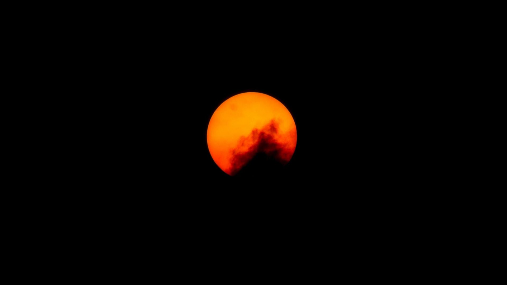 Desktop wallpaper moon, orange moon, minimal, HD image, picture, background, 45e46b