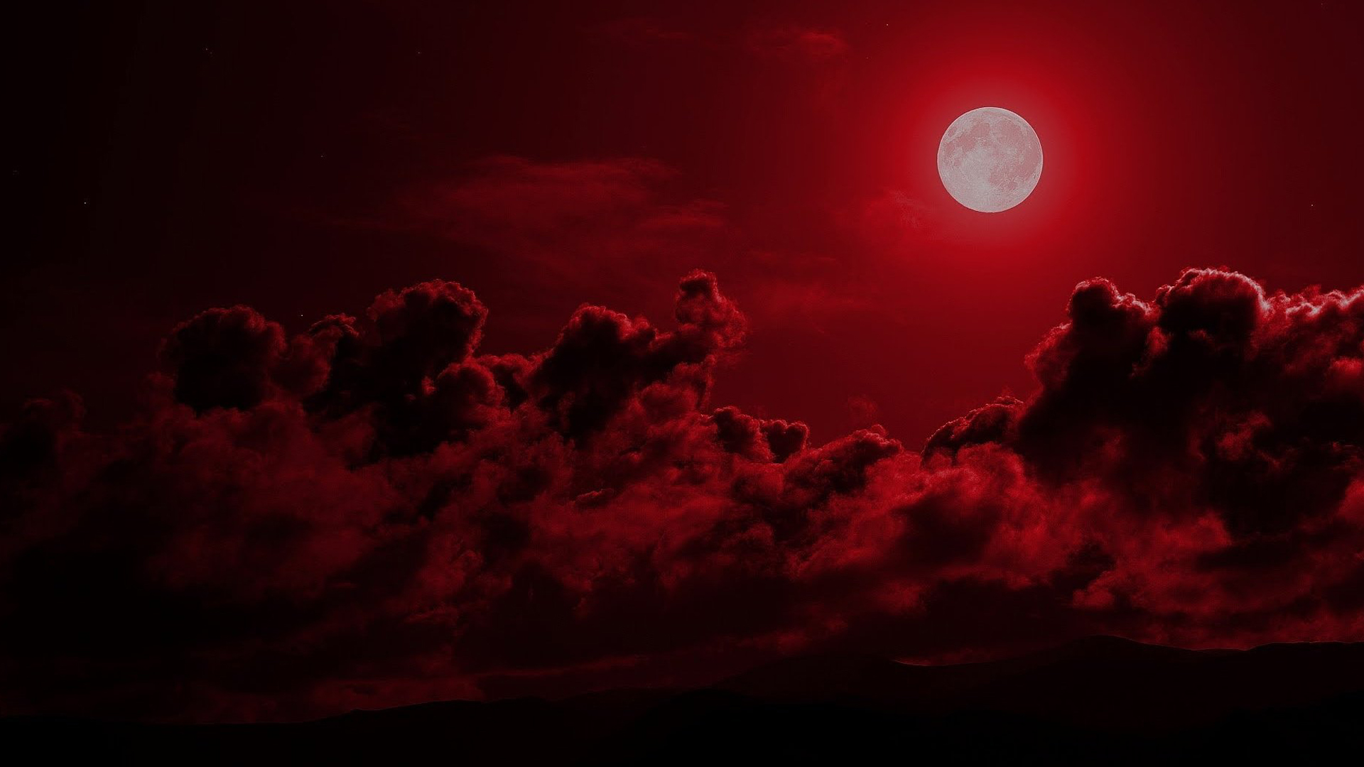 Moon Red Cloudy Sky HD Dark Aesthetic Wallpapers.