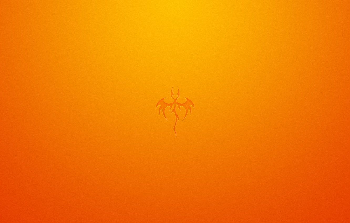 Wallpaper abstract, Orange, logo, minimalism, dragon image for desktop, section минимализм