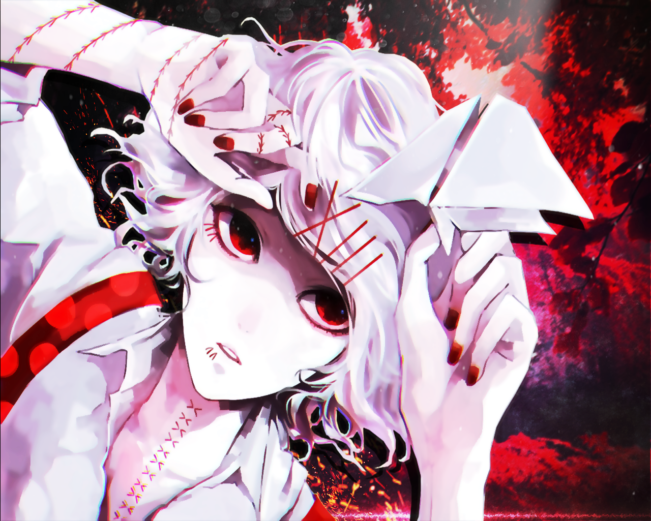 illustration, anime, anime girls, painted nails, red eyes, juzo, Anime Manga, Tokyo Ghoul re, computer wallpaper, mangaka HD Wallpaper