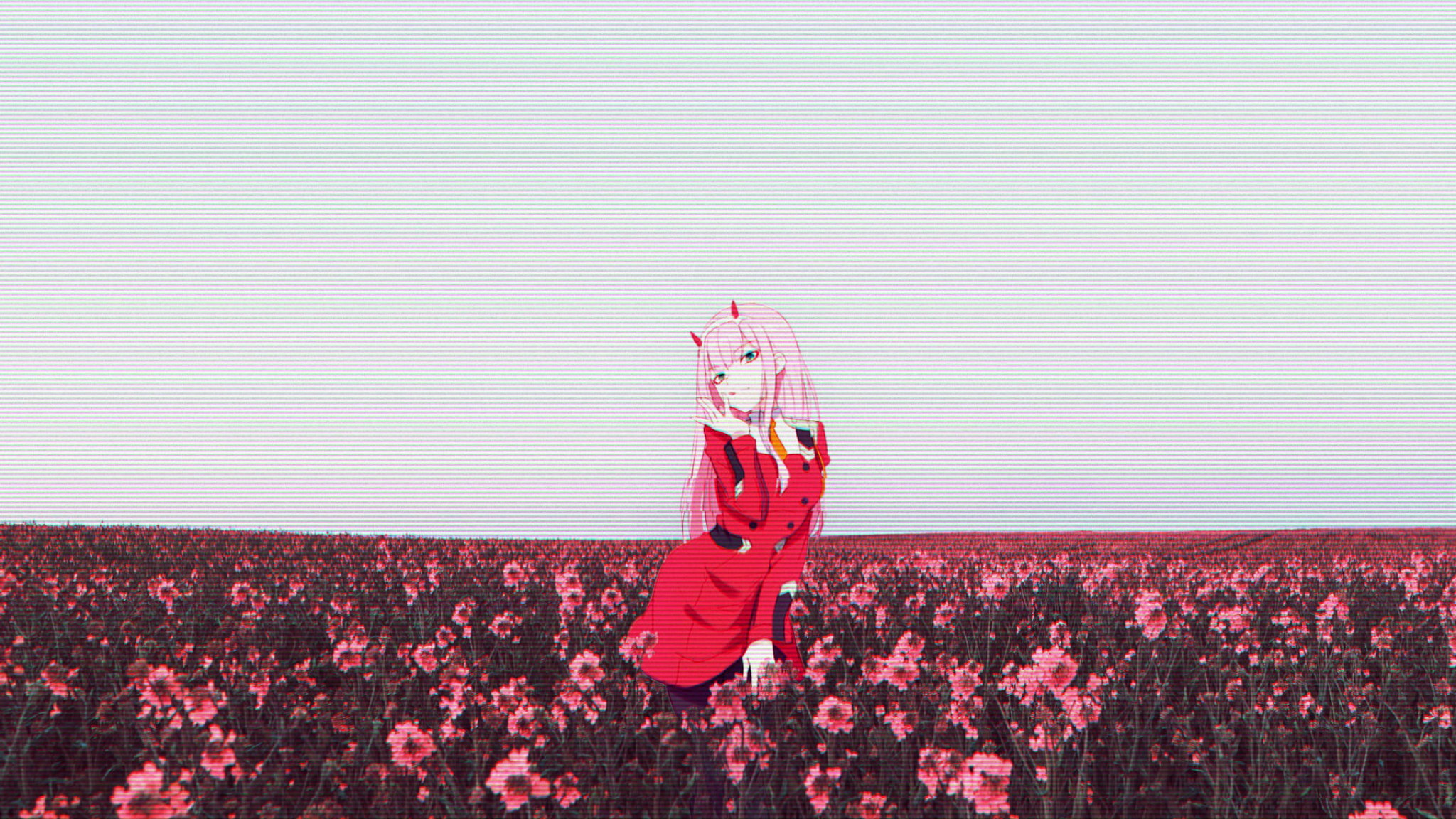 Wallpaper Anime girls, glitch art, flower, Darling in the FranXX, Zero Two (Darling in the FranXX) • Wallpaper For You HD Wallpaper For Desktop & Mobile
