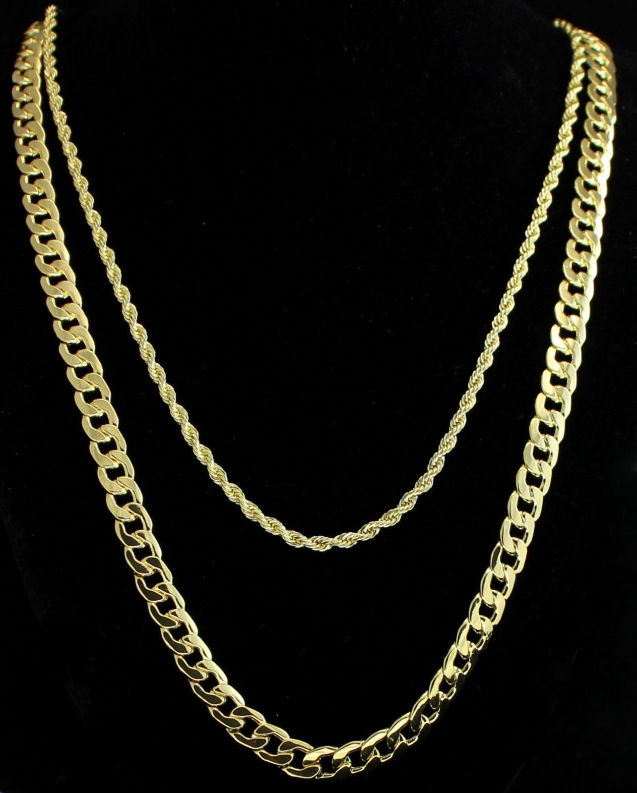 2pc Set 24 30 Cuban Rope Chains 14k Gold Plated Hip Hop Necklaces. EBay. IPhone Background Image, Black Background Image, Blue Background Image