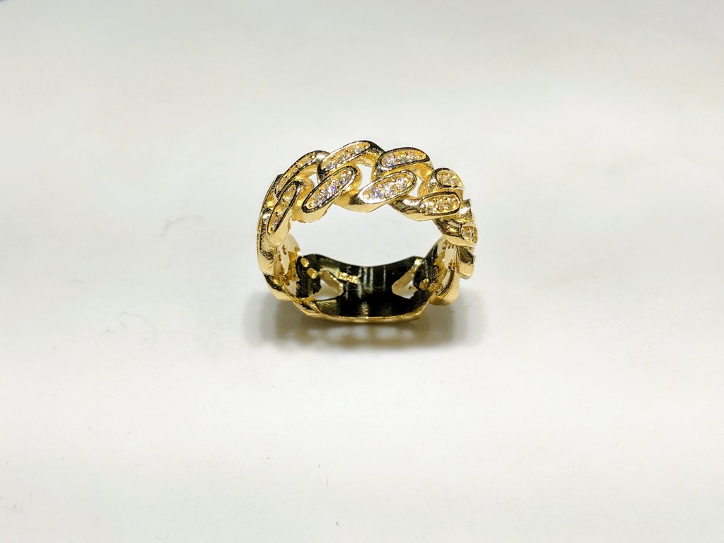 Custom Iced Miami Cuban Link Eternity Ring (Adjustable Band)