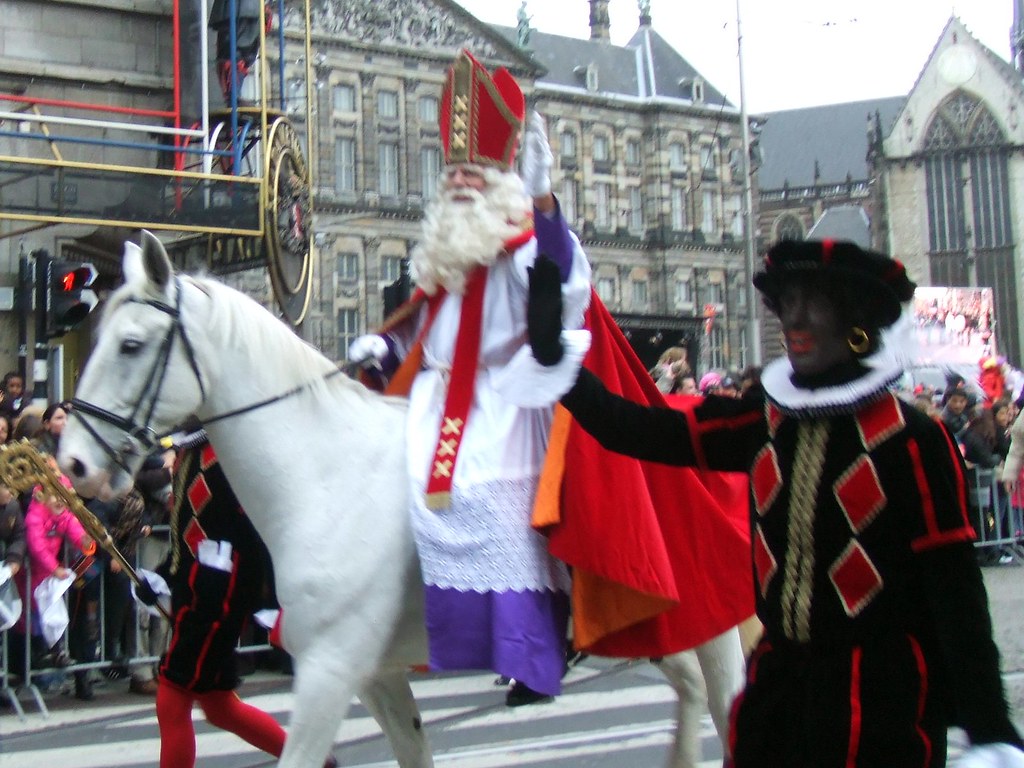 Sinterklaas on White Horse. The Sinterklaas feast celebrate