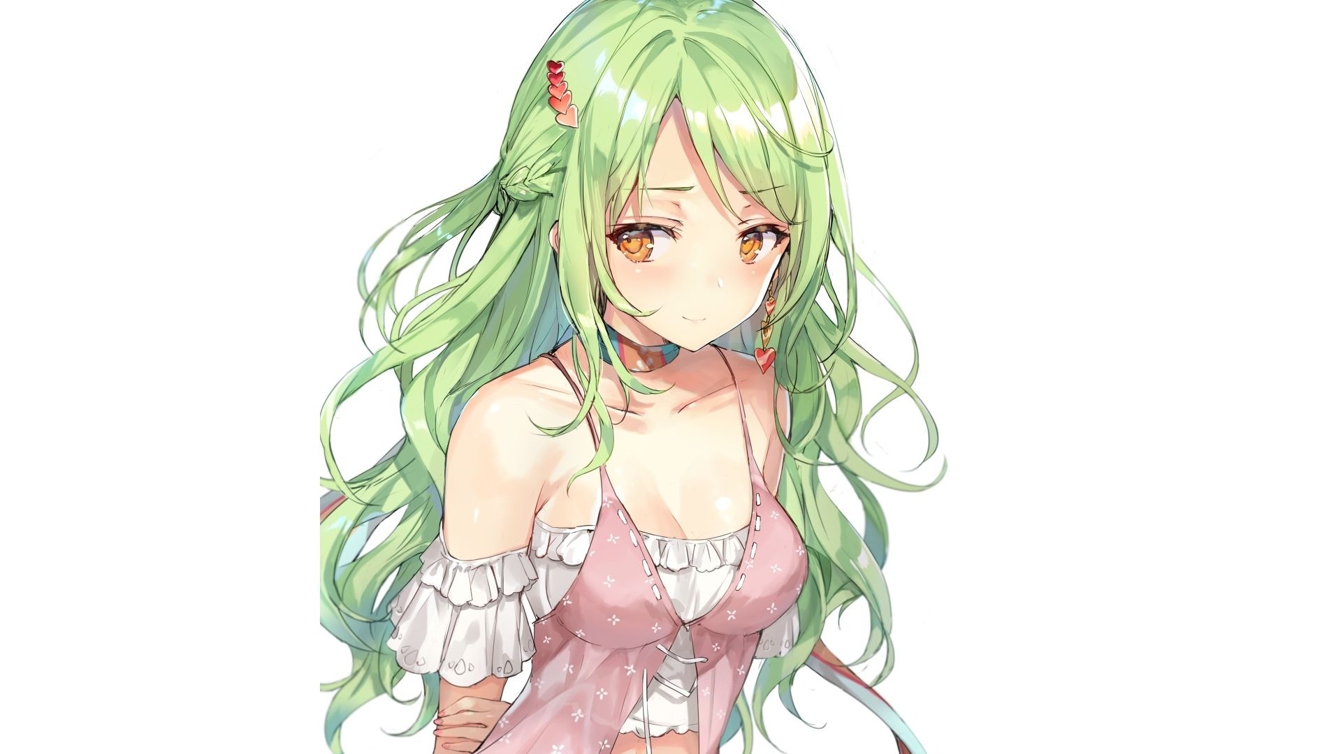 Desktop wallpapers beautiful, green hair, anime girl, original, hd image, picture, background, 6df4b7