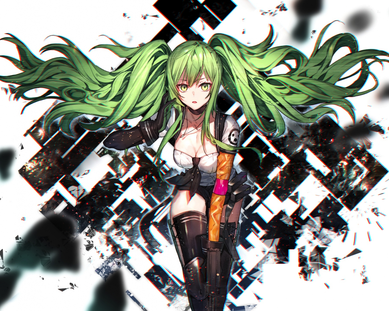 Desktop Wallpaper Girls Frontline, Green Hair, Anime Girl, HD Image, Picture, Background, 34a1b9