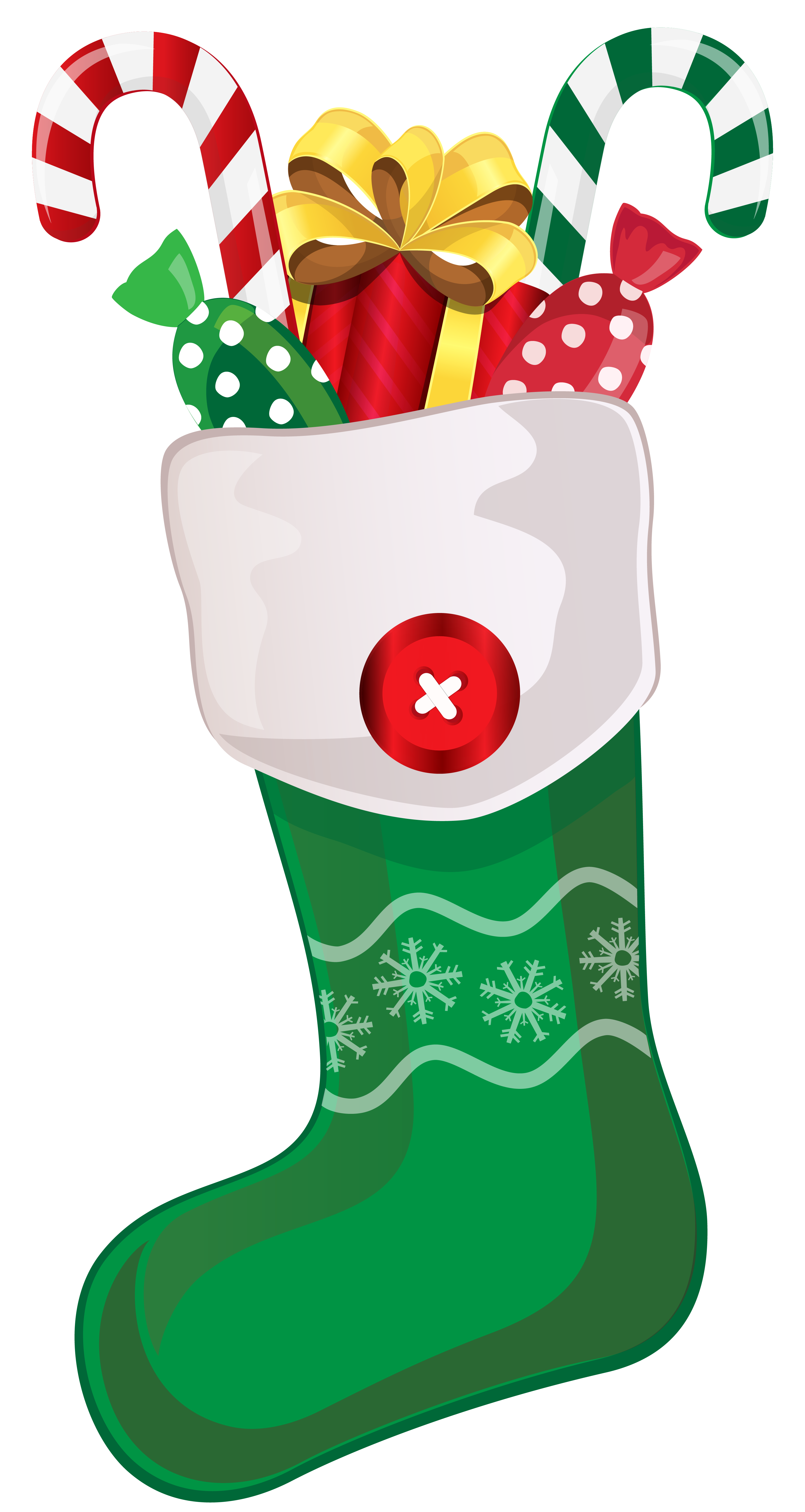 Christmas Green Stocking with Candy Canes PNG Clipart Image​-Quality Image and Transparent PNG Free Clipart