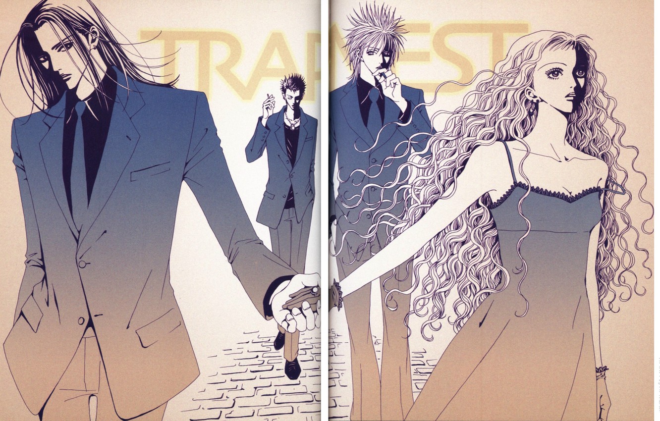 Wallpaper group, cigarette, costume, tie, gloves, curls, long hair, nana, reira serizawa, ren honjo, Takumi ichinose, trapnes, NAN, naoki fujieda, by ai yazawa image for desktop, section сёнэн