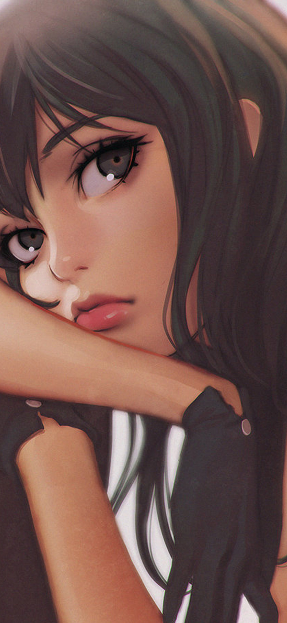 iPhone X wallpaper. ilya girl face anime art