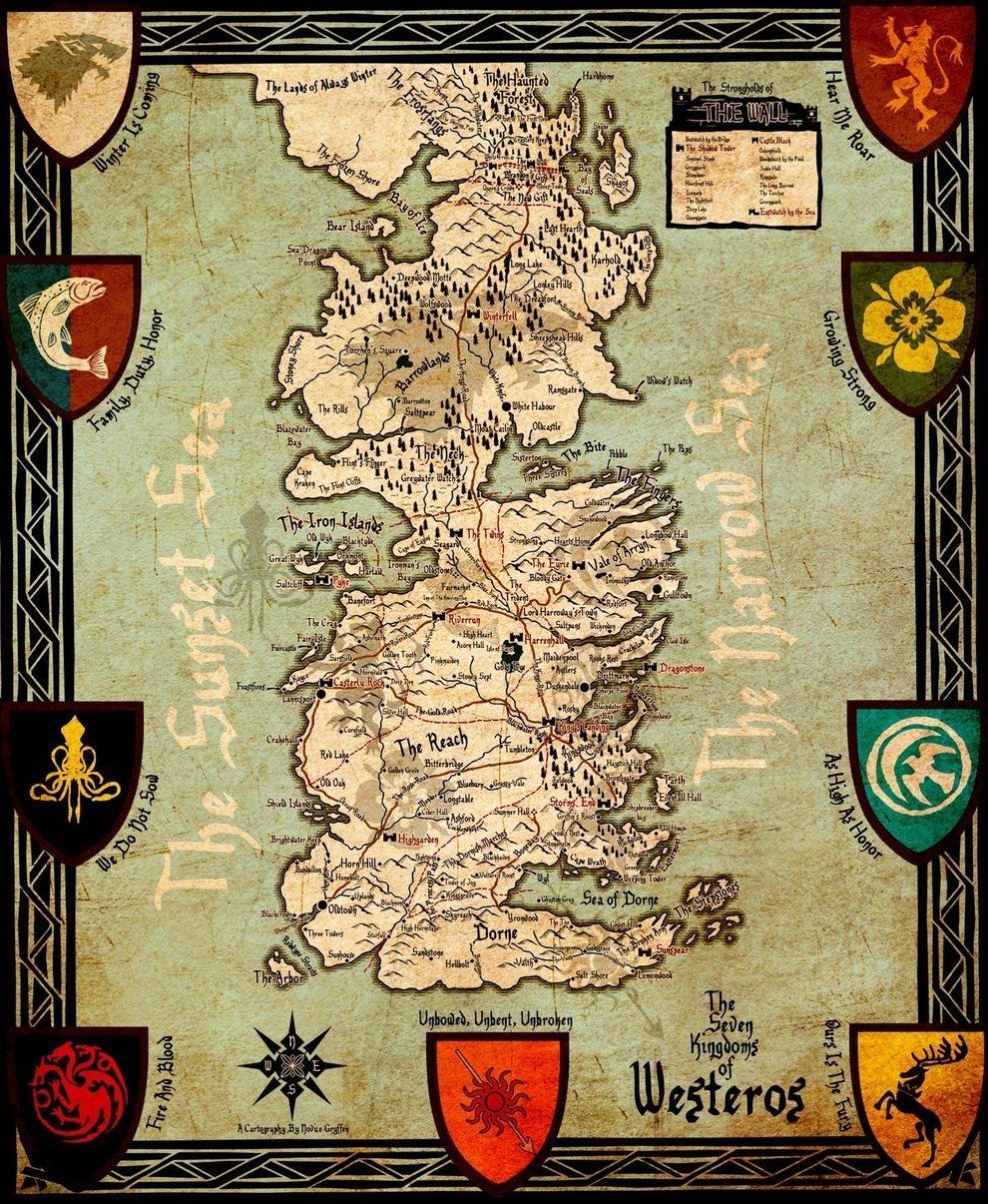 Cartografía. Westeros map, Game of thrones map, Map poster