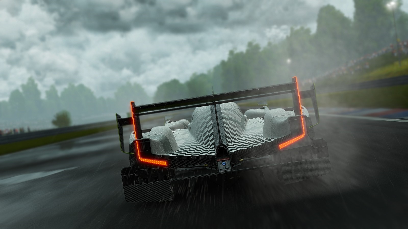 digital art, video games, race cars, car, vehicle, rain, road, pixelated, sports car, motion blur, spoilers, tail light, driving, Project CARS, supercar, screenshot, automotive design, automobile make, bumper HD Wallpaper