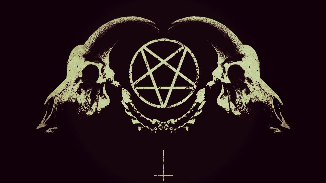 Pentagram with goat skulls. Gothic wallpaper, Satanic art, Art