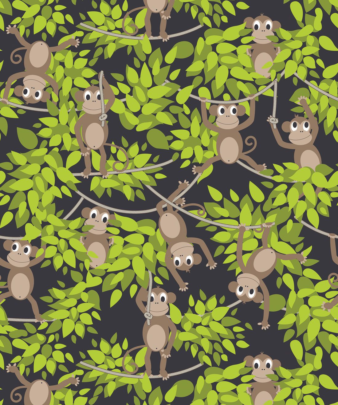 Monkey Wall Wallpaper, Unique Jungle Theme Design