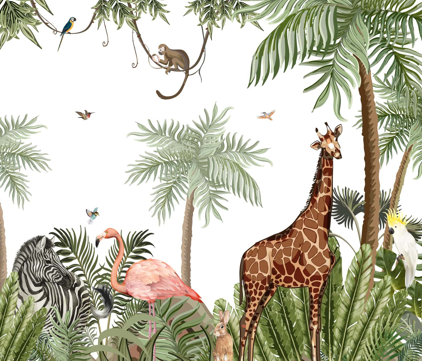 Jungle Theme Kids Room Wallpaper