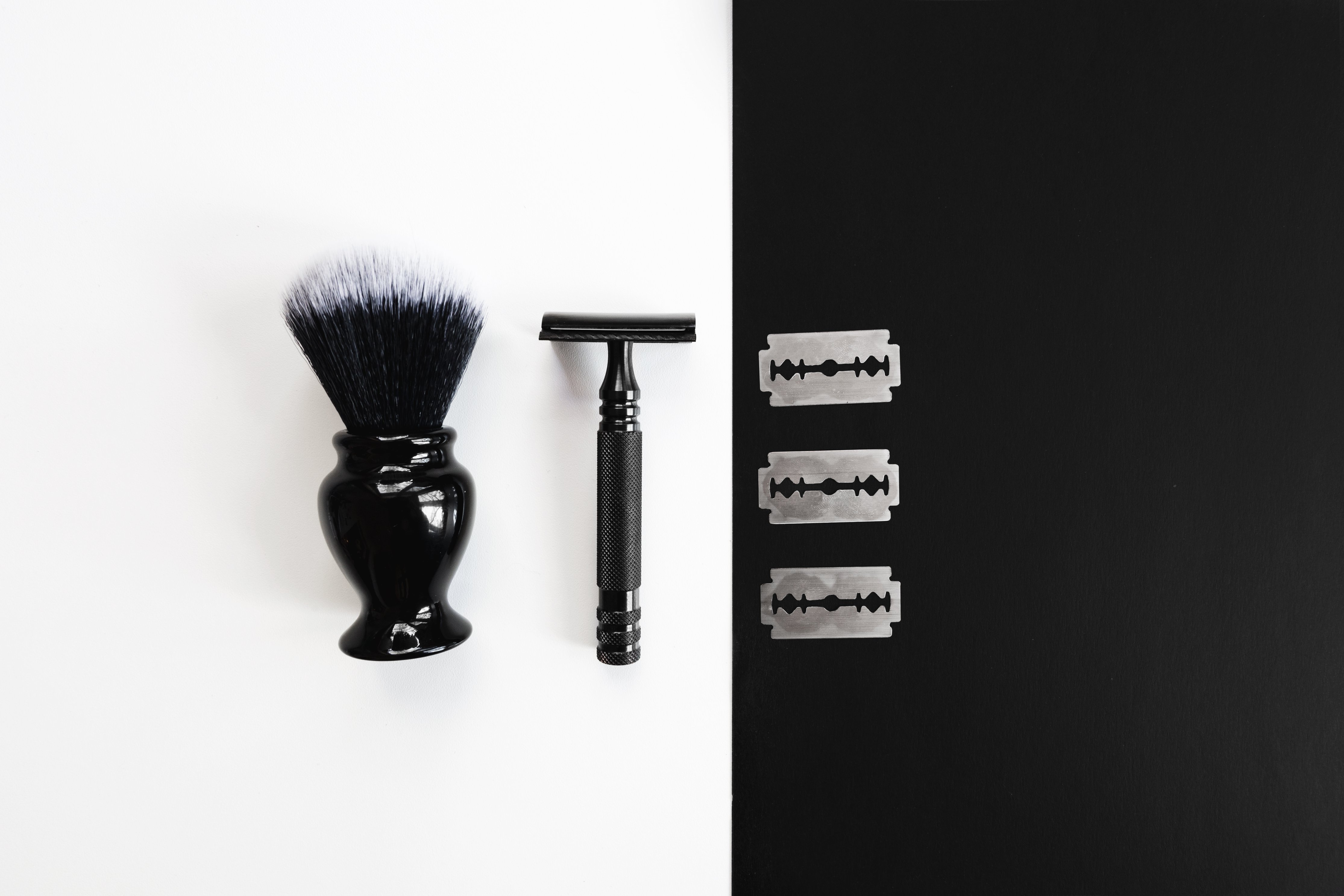 Shaving Tools On Black And White 4k Ultra HD Wallpaper