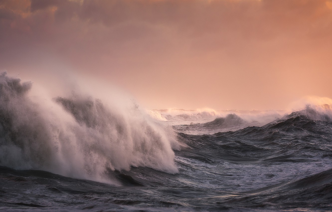 Wallpaper sea, wave, storm, North sea image for desktop, section природа