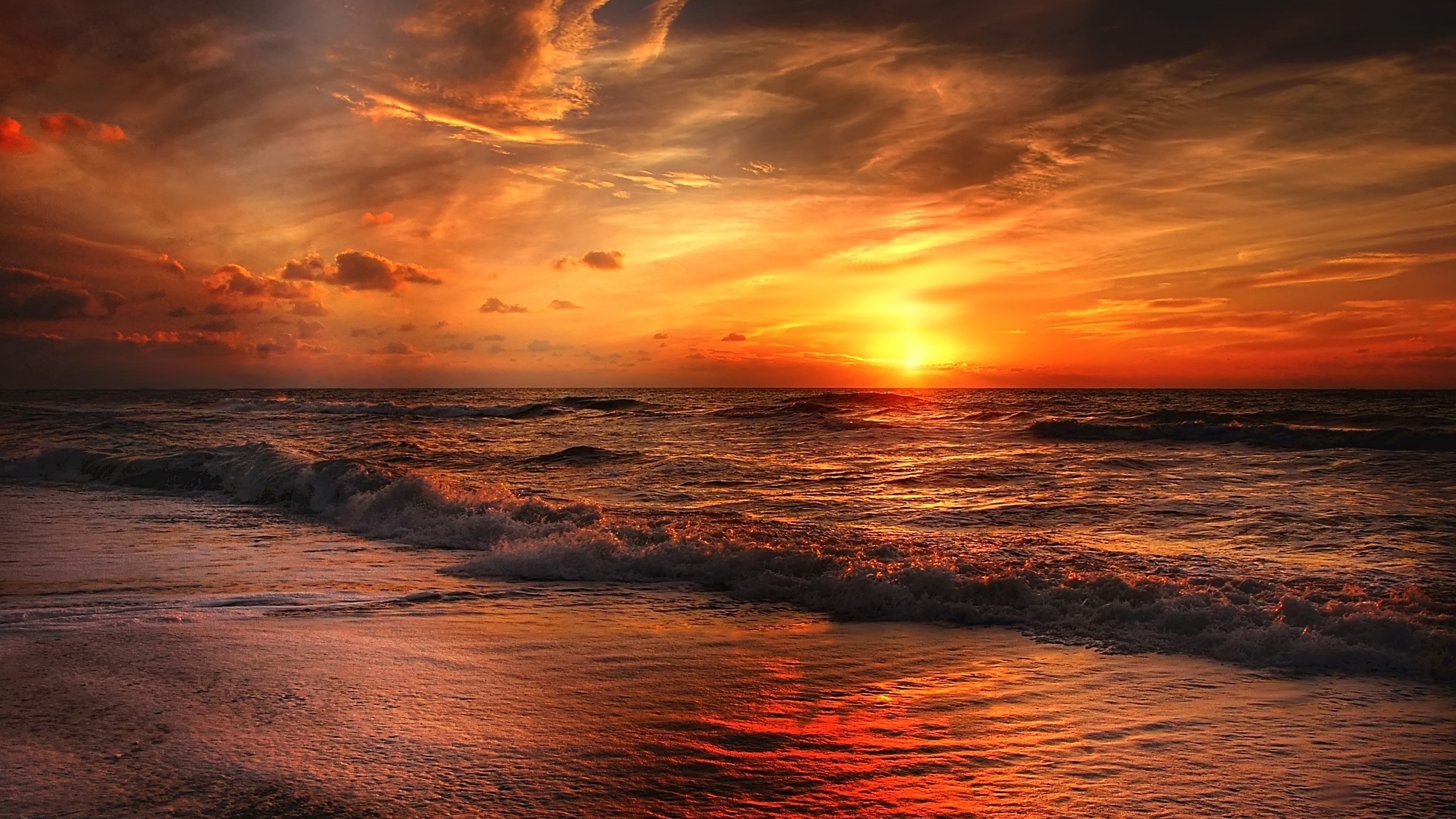 Beach North Sea Sunset 1440P Resolution HD 4k Wallpaper, Image, Background, Photo and Picture