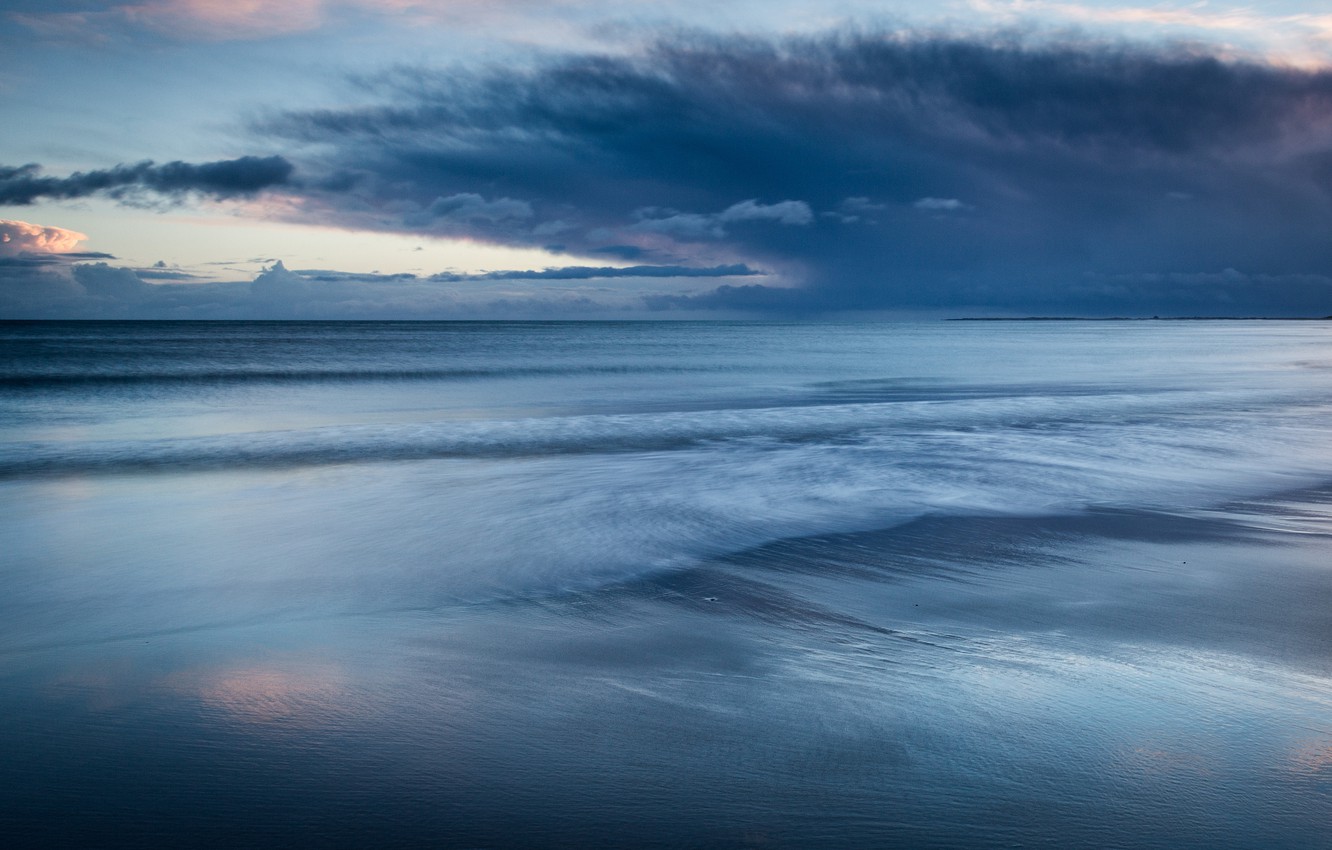 Wallpaper the sky, clouds, clouds, shore, England, the evening, surf, UK, North sea image for desktop, section пейзажи