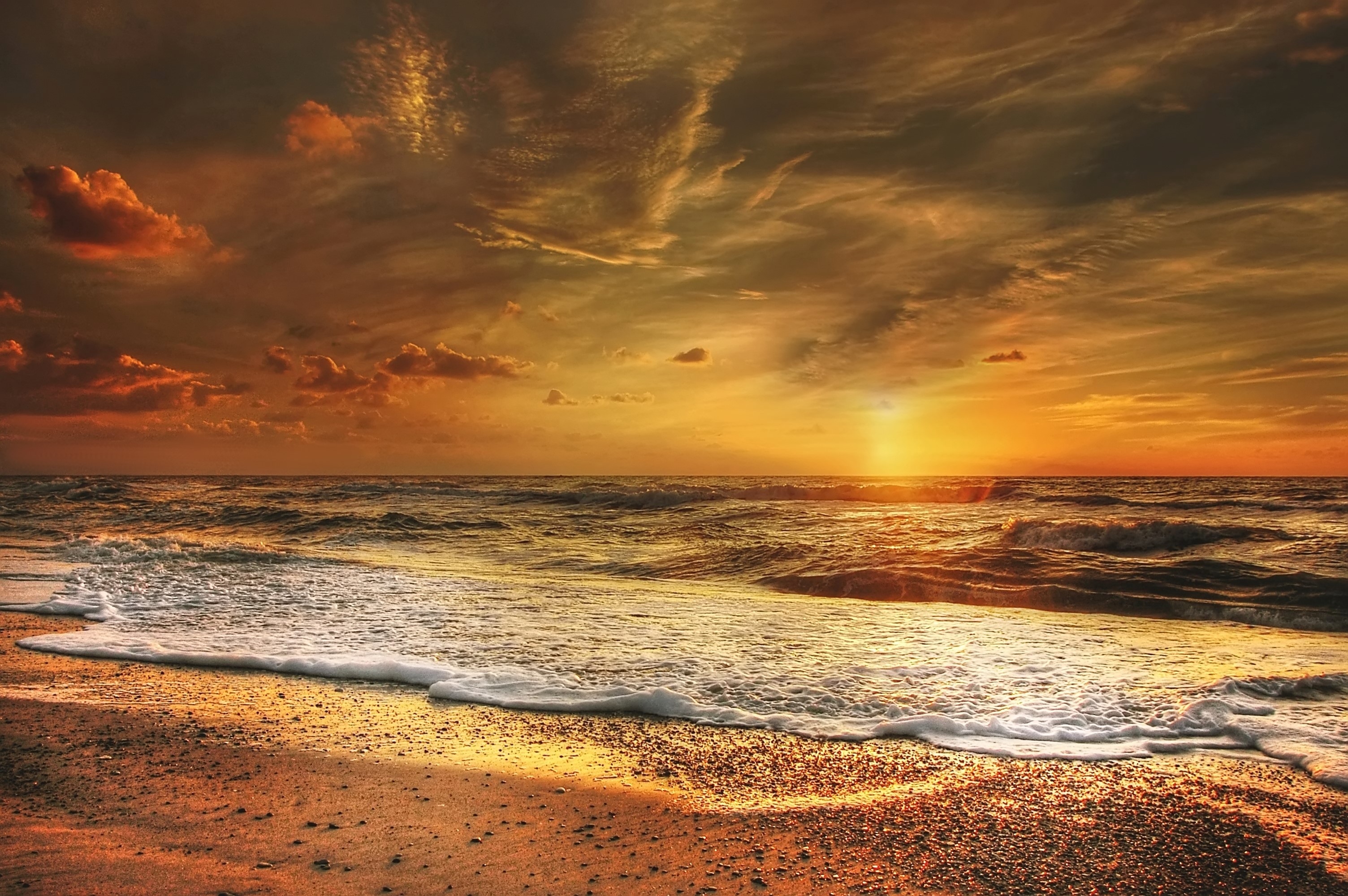 Beautiful North Sea Beach At Sunset HD Wallpaper