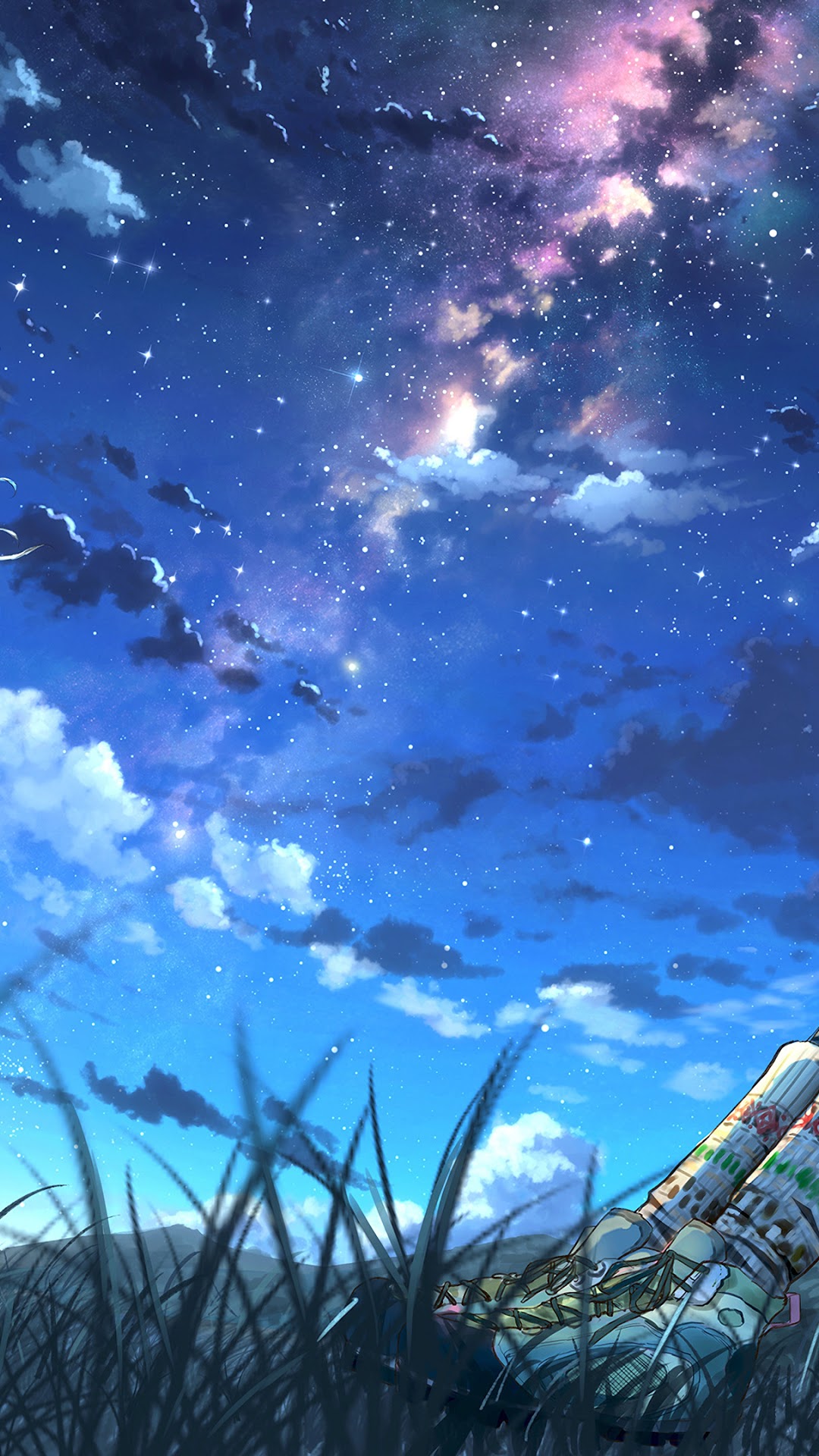 Anime, Girls, Night, Sky, Scenery, Clouds, Stars phone HD Wallpaper, Image, Background, Photo and Picture HD Wallpaper