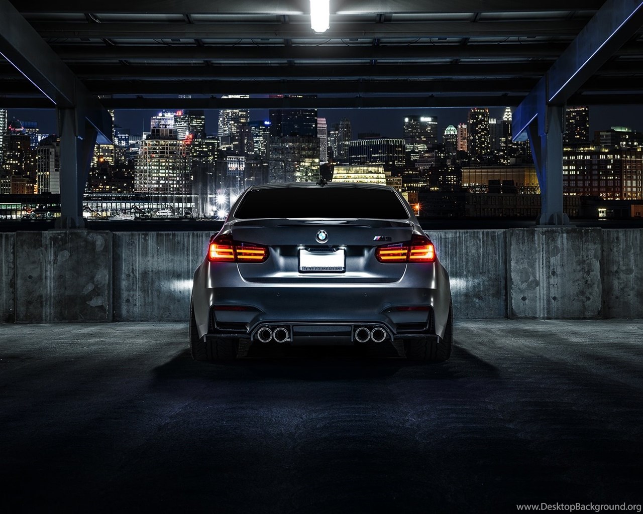 BMW M3 F80 Matte Black Car Rear View, Night, City Wallpaper, BMW HD. Desktop Background