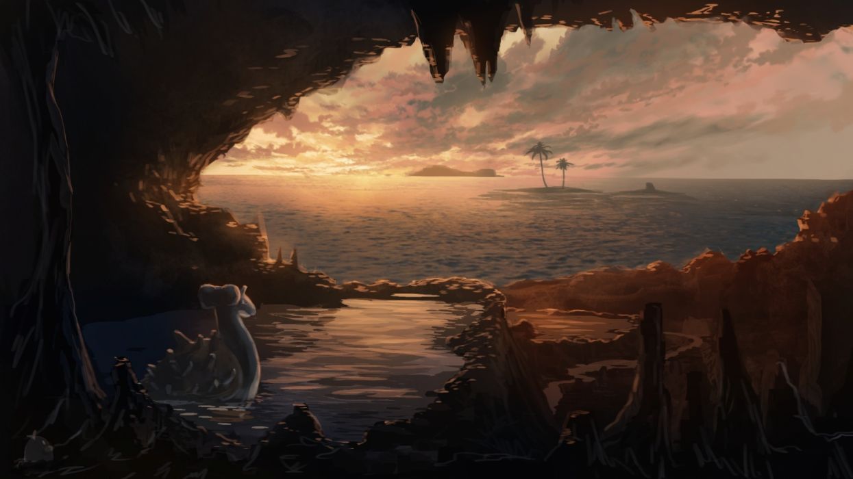 clouds diglett landscape lapras nobody pokemon scenic sky sorakuma (oycue41) sunset tree wallpaperx1080