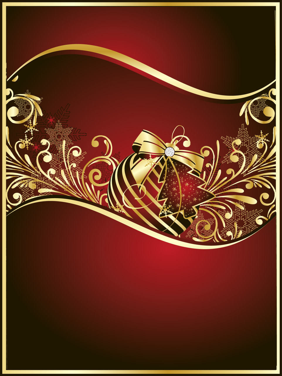 Red and Gold Christmas Background with Christmas Balls​-Quality Free Image and Transparent PNG Clipart