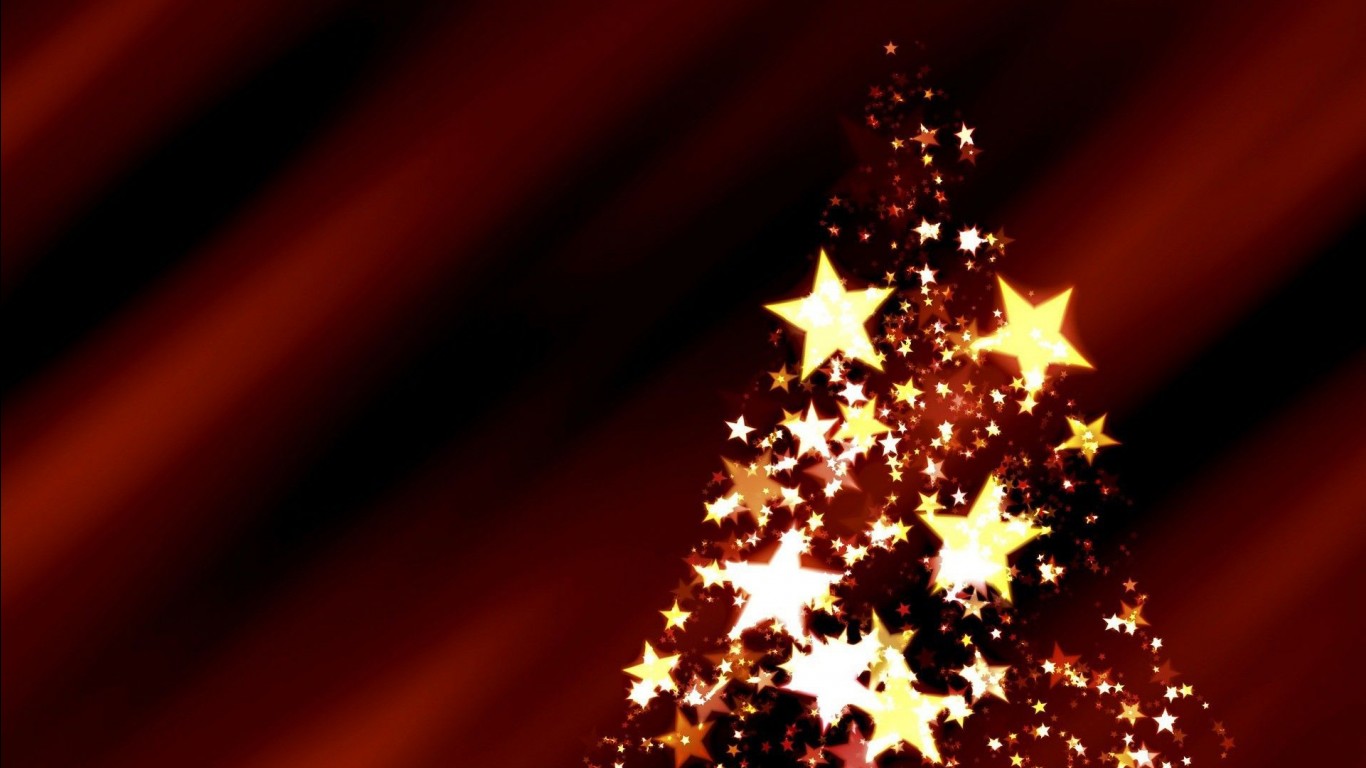 Red Yellow Stars In Red Black Background HD Christmas Star Wallpaper