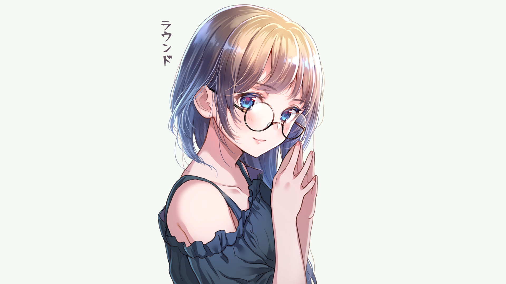 1920x1080 Brown Hair, Glasses, Original (Anime), Short Hair, Anime, Smile, Blue Eyes wallpaper PNG