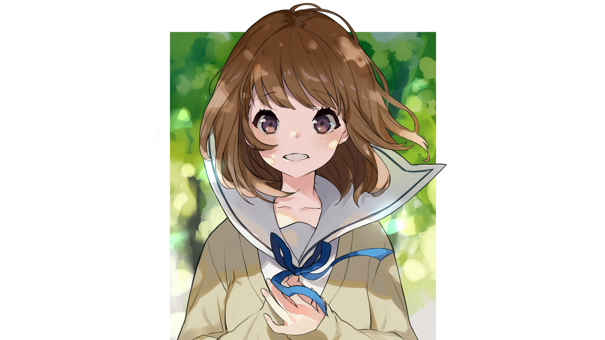 Download 2048x1152 wallpaper cute, anime girl, minimal, short hair, dual wide, widescreen, 2048x1152 HD image, background, 6464