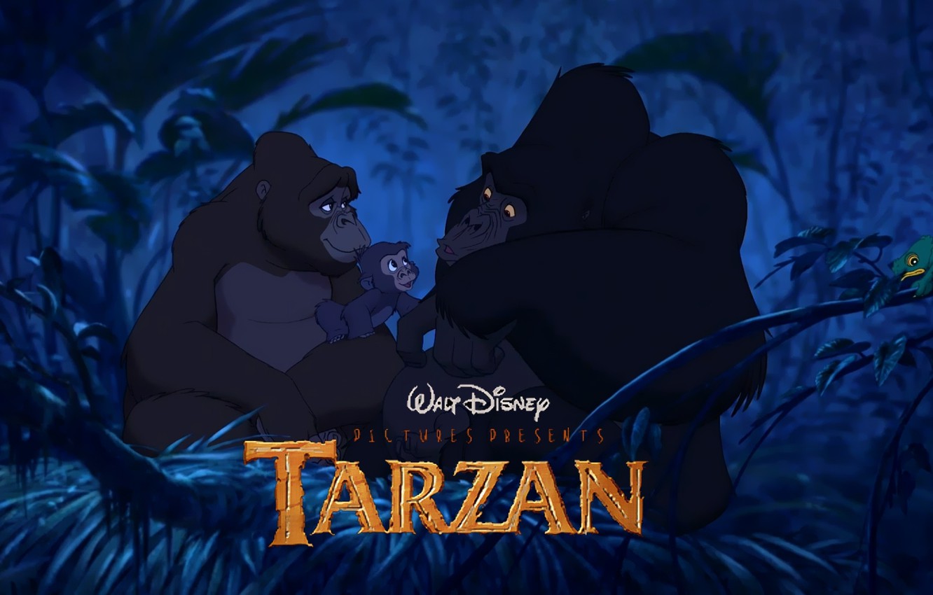 Wallpaper forest, cartoon, monkey, disney, Tarzan, gorilla image for desktop, section фильмы