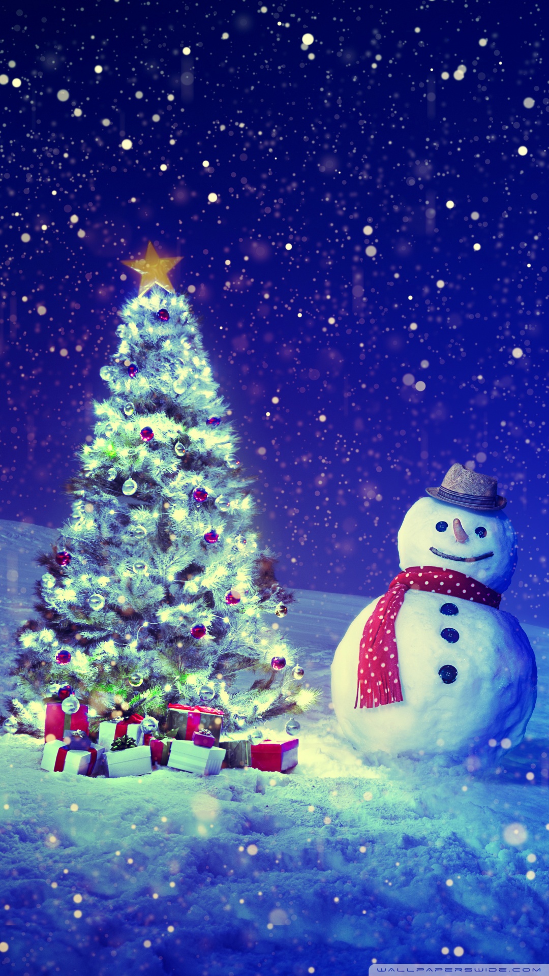 Christmas Tree, Snowman, Winter Landscape Ultra HD Desktop Background Wallpaper for 4K UHD TV, Widescreen & UltraWide Desktop & Laptop, Multi Display, Dual Monitor, Tablet