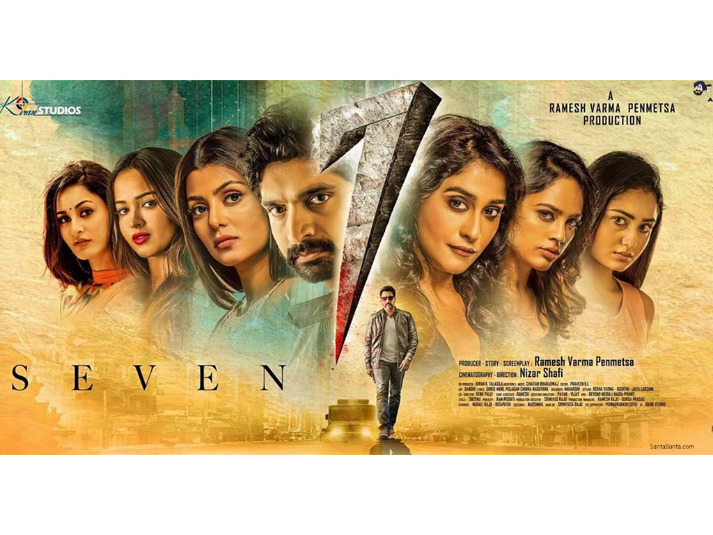 First Look poster of Telugu film, 7 (Seven) starring Rahman, Regina Cassandra & Havish
