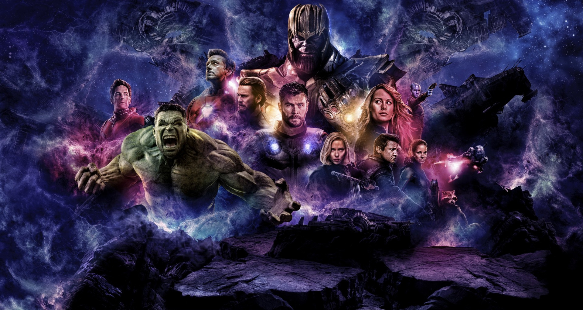 Download 1920x1020 Avengers 4, Hulk, Thor, Iron Man Wallpaper