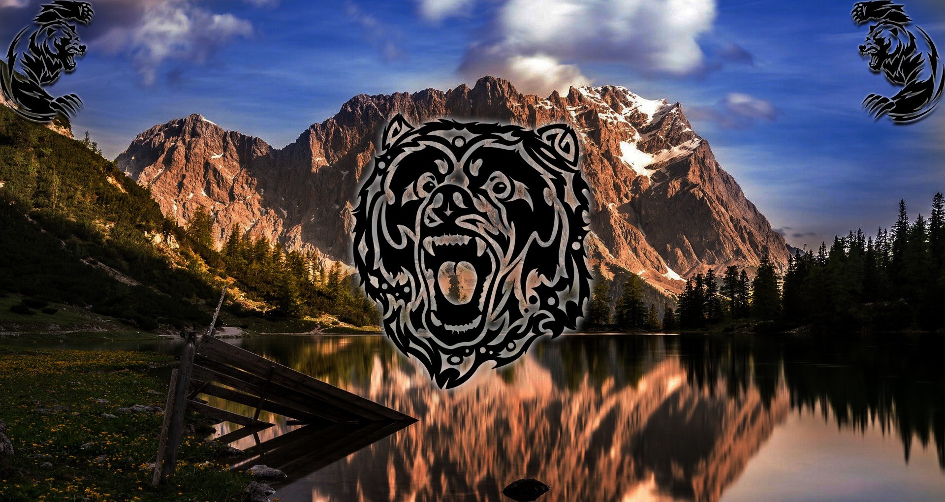 Wallpaper, 1920x1020 px, bears, lake, mountain, water 1920x1020