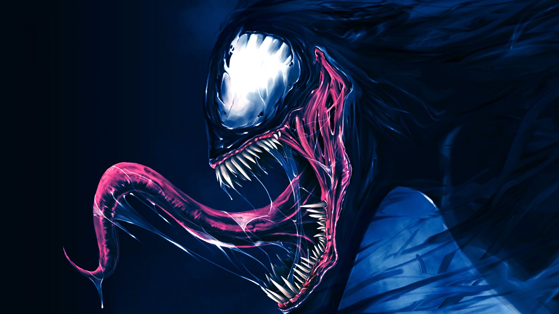 blue, Venom, pink, saliva, artwork HD Wallpaper