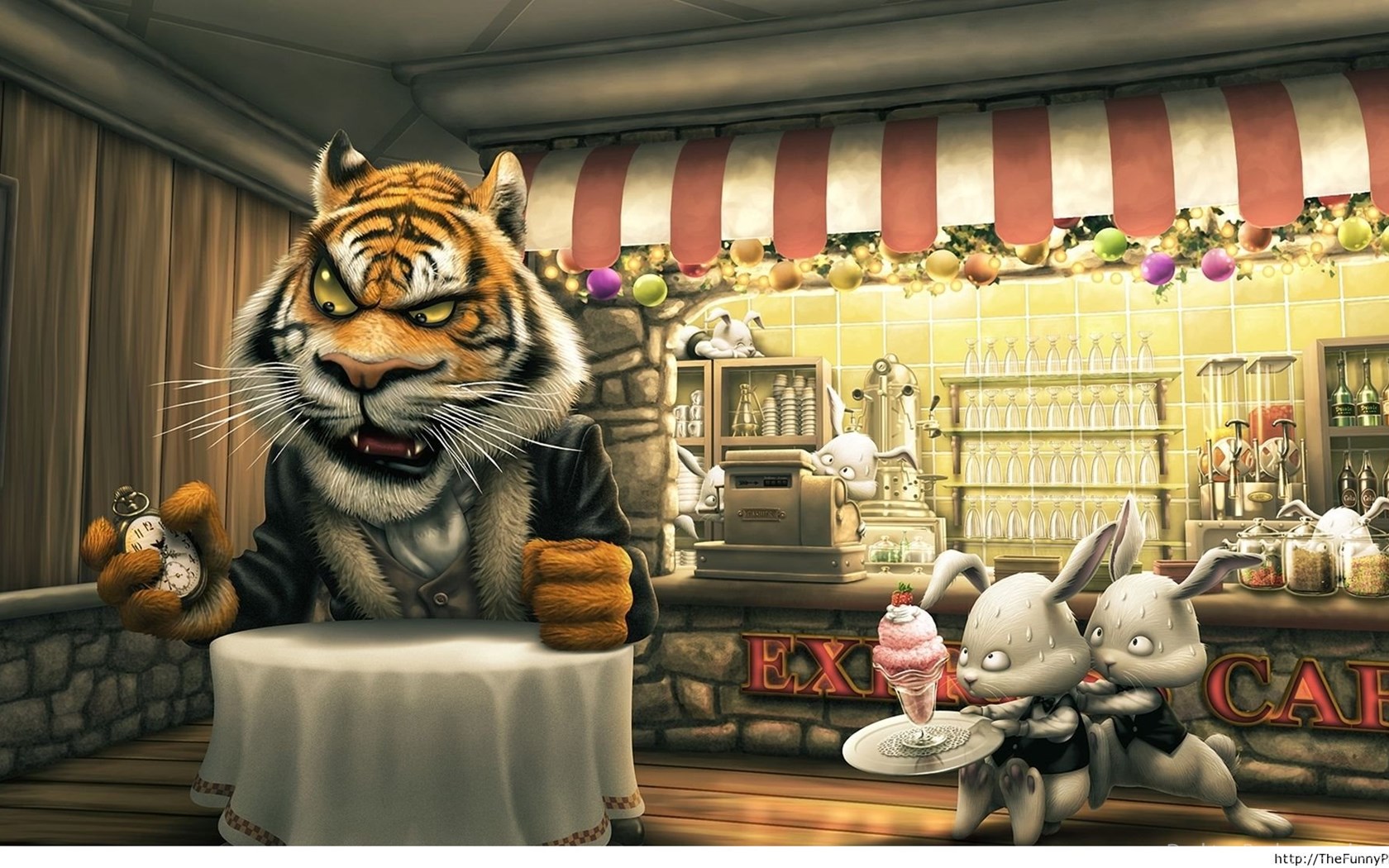 Animal Tiger Funny Cartoon Wallpaper HD For D Desktop Background