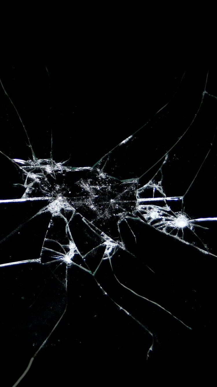 Broken glass shattered black background Wallpaper