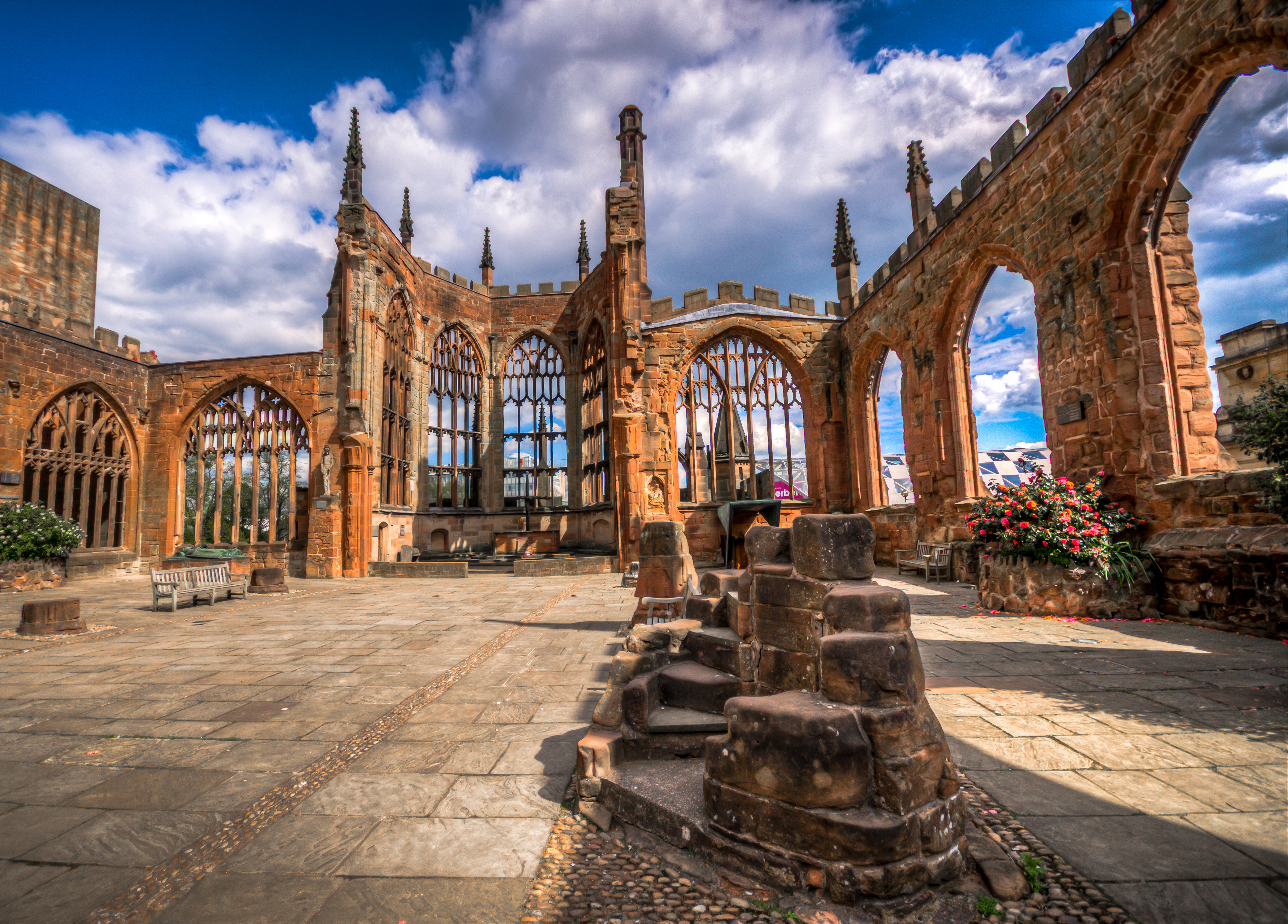 Wallpaper, landscape, building, sky, HDR, Nikon, arch, church, cathedral, ruins, tree, d sigma, nikond facade, sigma tonemapped, ancient history, historic site, middle ages, coventry, hacienda, medieval architecture, stmichaels