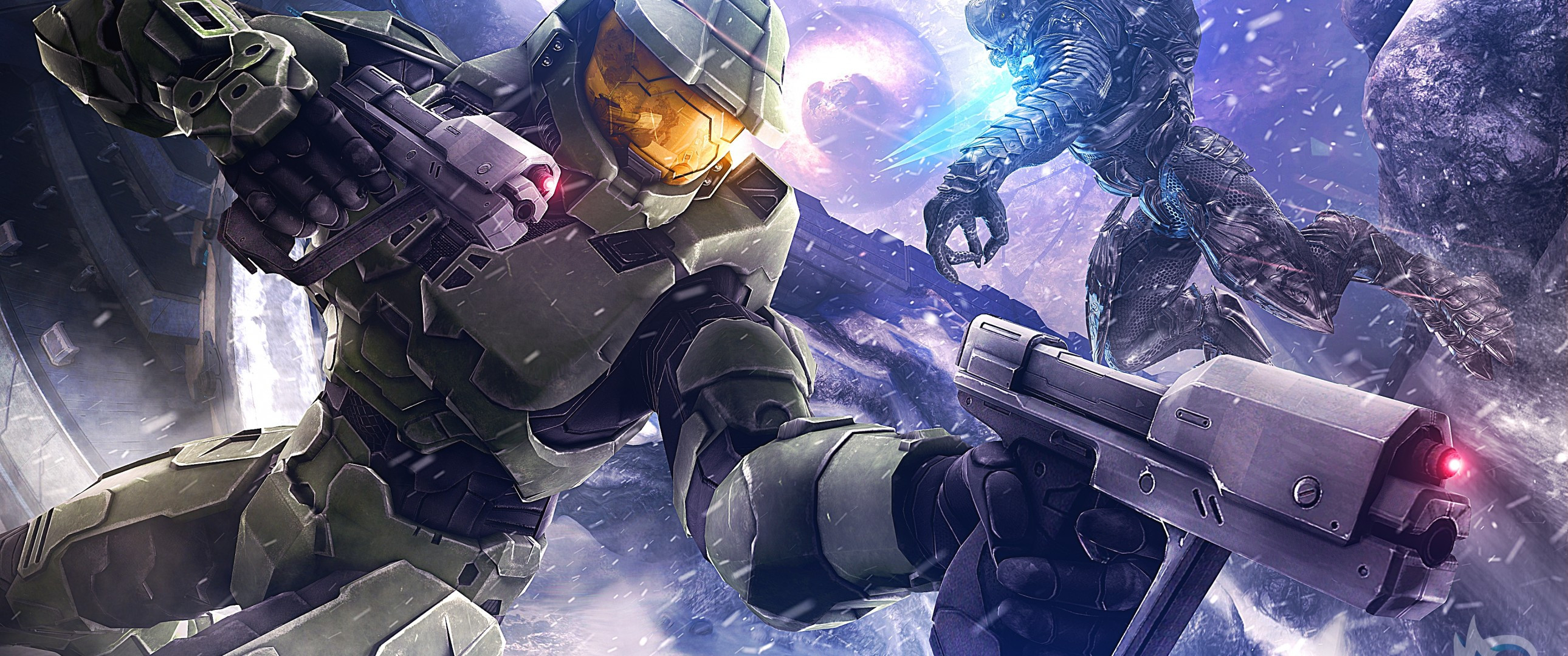 Download 2580x1080 Halo 3, Master Chief, Sci Fi, Artwork, Suit Wallpaper