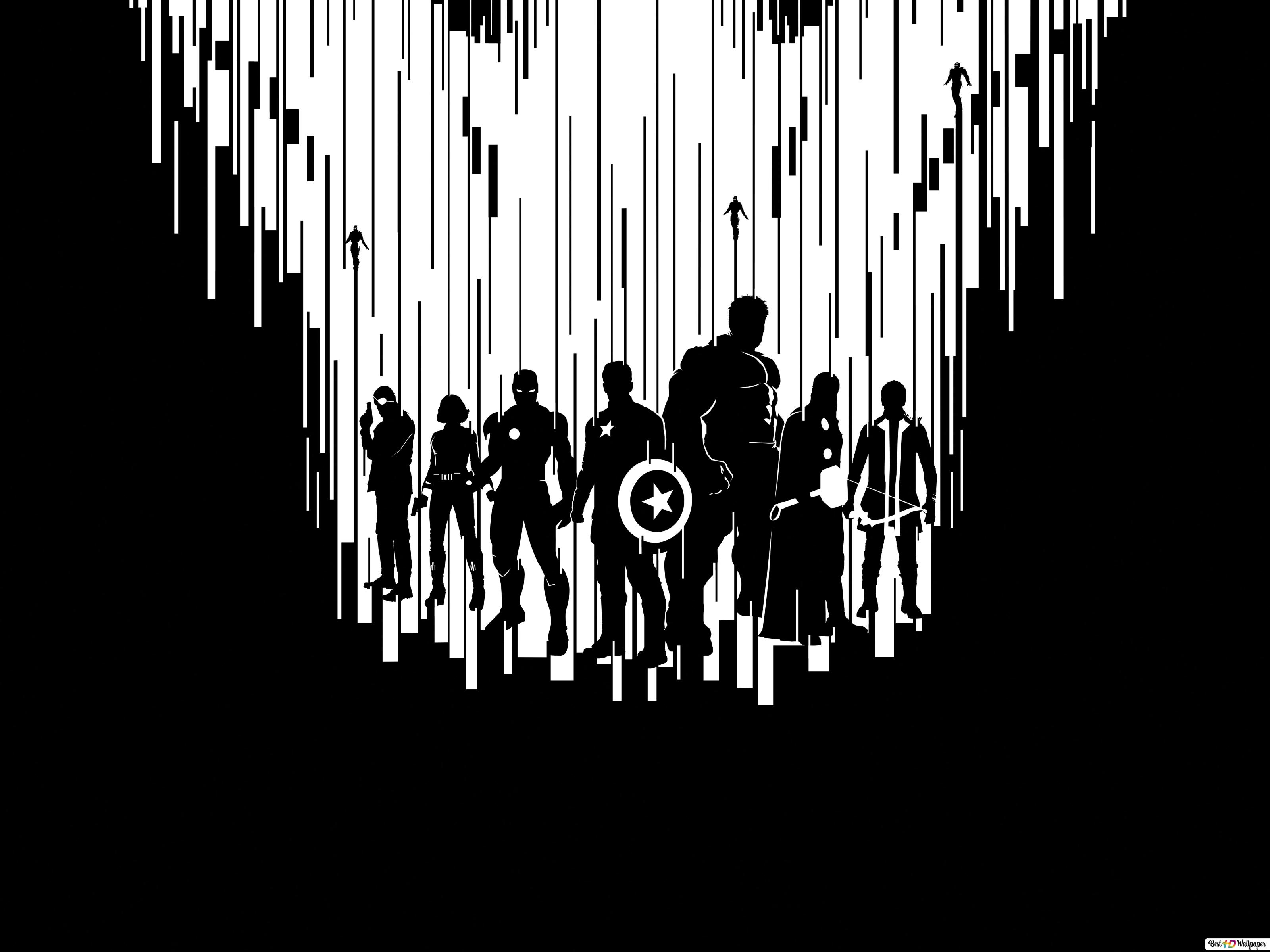 Avengers in black and white HD wallpaper download