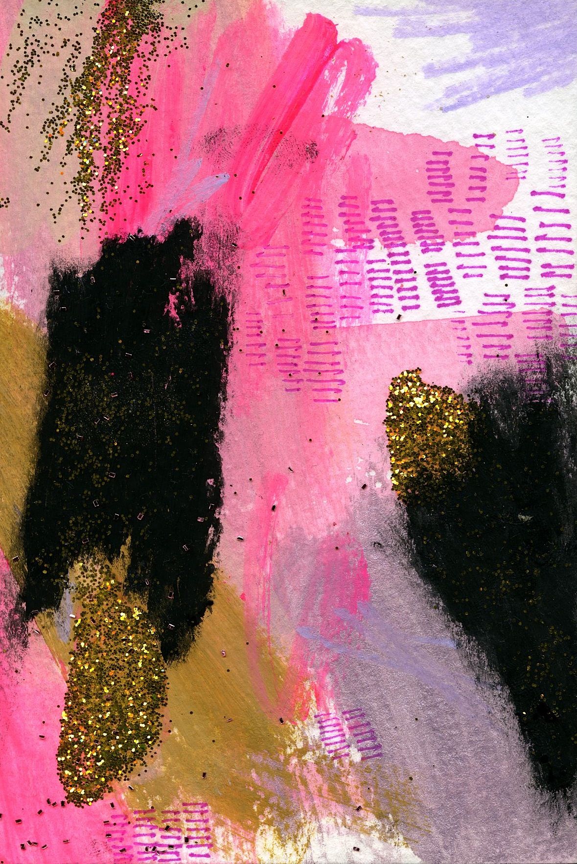 ruin everything november 2014 watercolor, gouache. ink, oil pastel, and glitter on paper, 6” x 4”. Abstract, Art, Prints