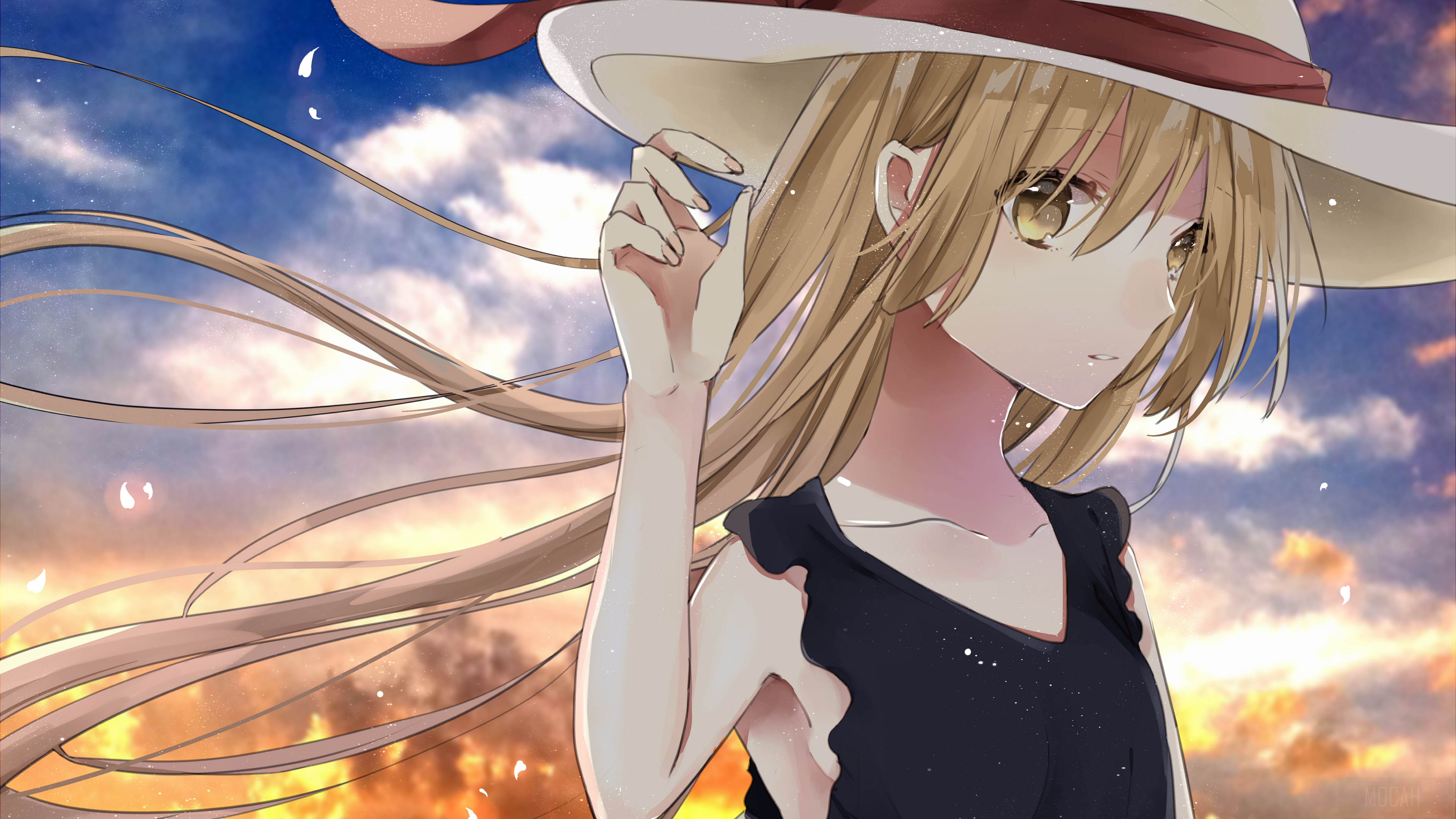 Blonde, Girl, Hat, Long Hair 4k wallpaper HD Wallpaper