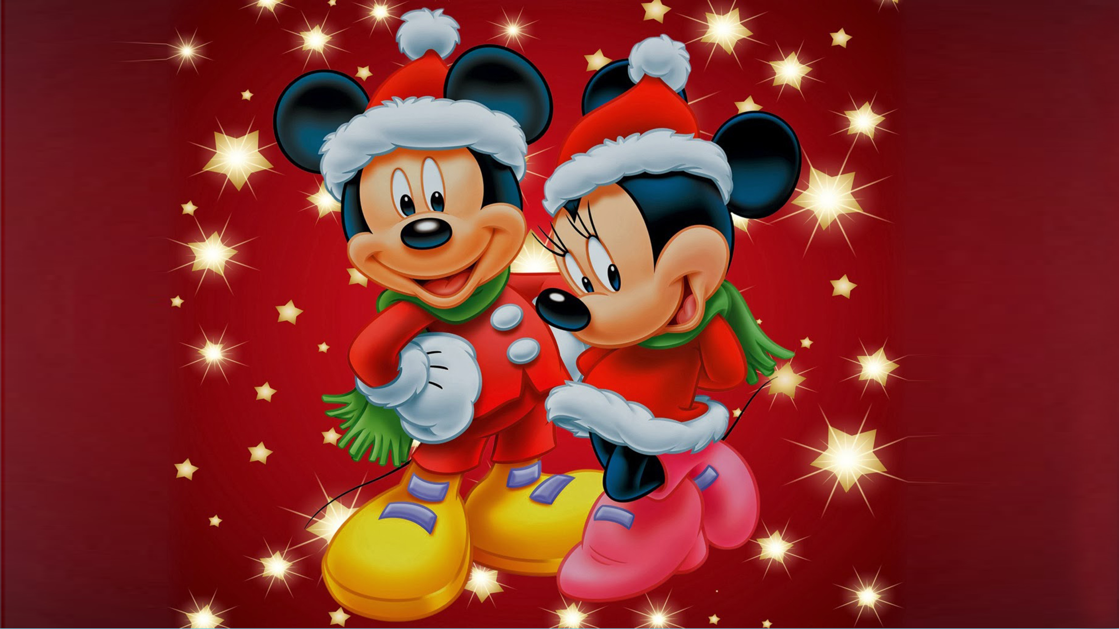 Mickey And Minnie Mouse Christmas Theme Desktop Wallpaper HD For Mobile Phones And Laptops 3840x2160, Wallpaper13.com
