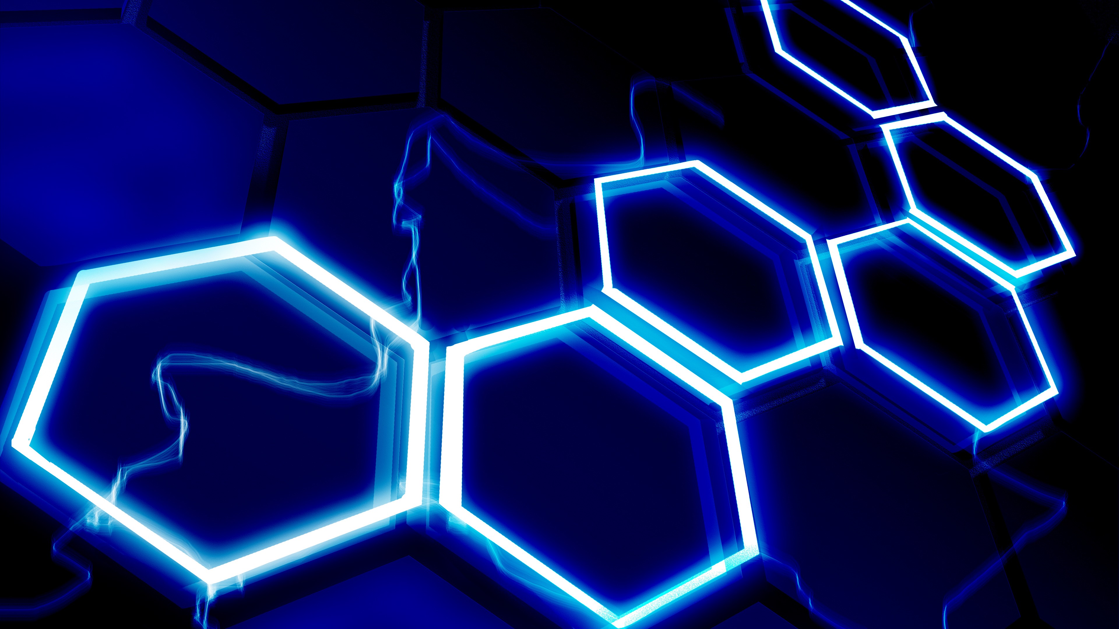 Blue And White Hexagon 4K HD Abstract Wallpaper