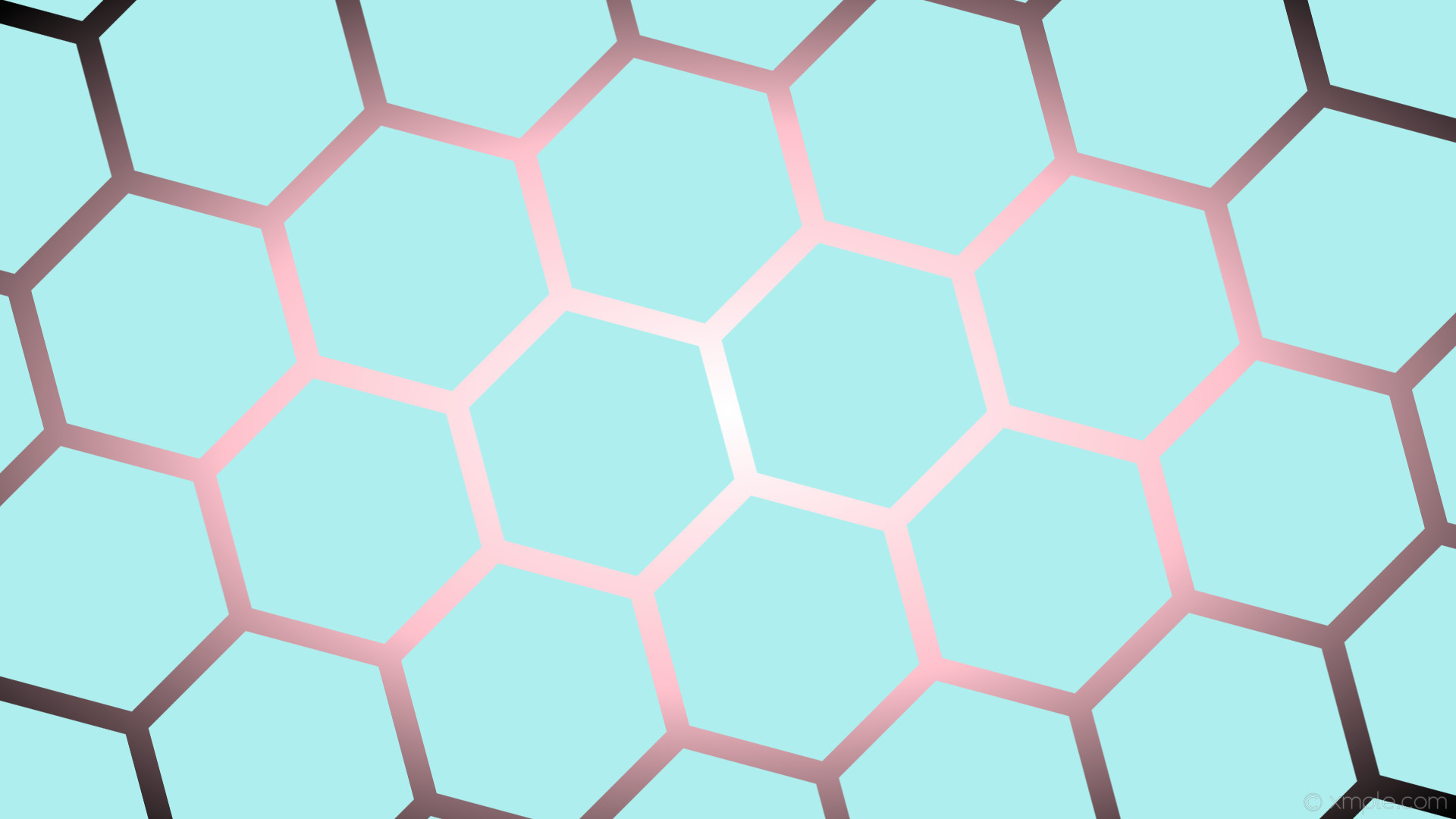 Wallpaper White Pink Gradient Blue Black Glow Hexagon