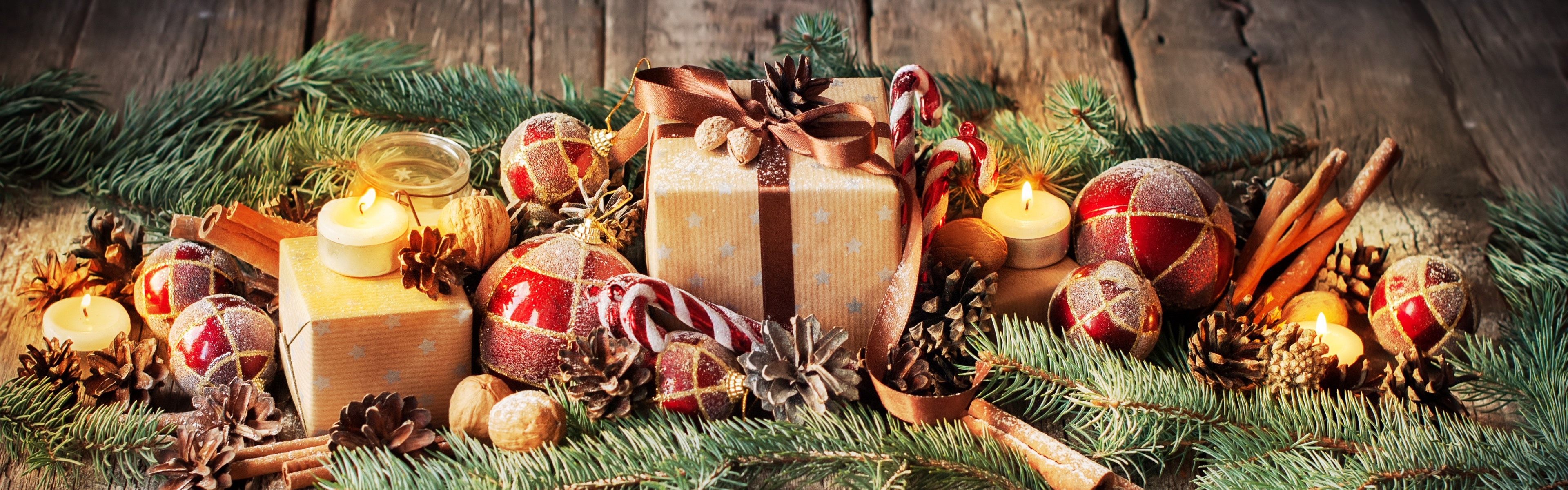 Wallpaper Christmas, balls, decoration, gifts, snow 3840x2160 UHD 4K Picture, Image