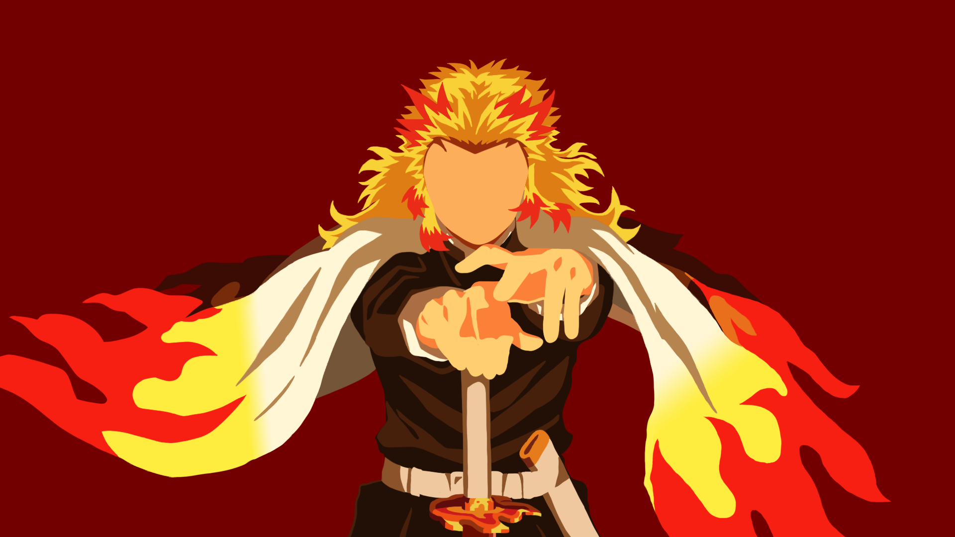 Rengoku Minimalist Wallpaper HD Wallpaper