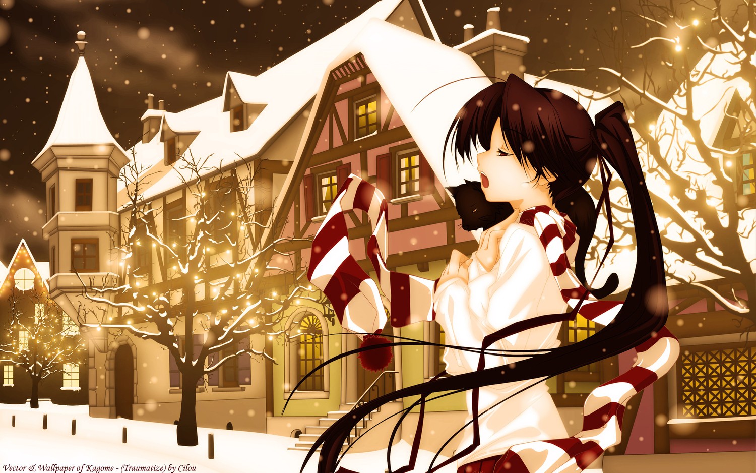 illustration, anime, anime girls, snow, winter, original characters, Christmas High quality walls