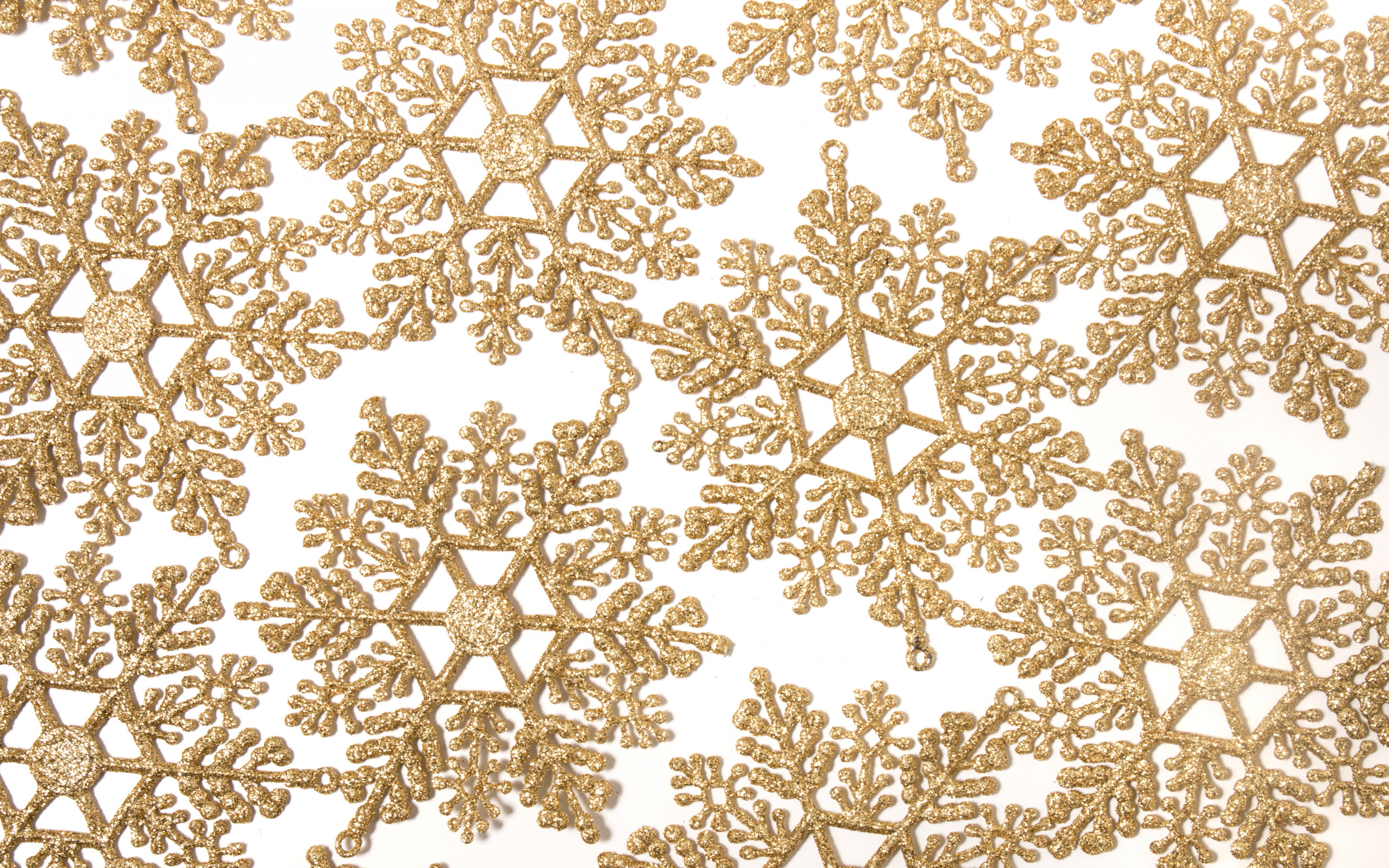 Download wallpaper golden snowflakes, texture with snowflakes, winter texture, white background, winter background, snowflakes for desktop with resolution 2880x1800. High Quality HD picture wallpaper